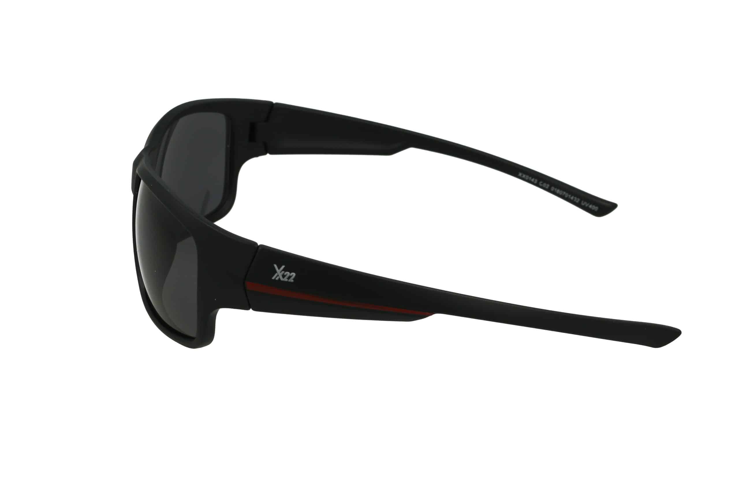 משקפי שמש ספורט - פלסטיק מלבניים (1432) בעיצוב שחור, עדשות כהות ונגיעות אדומות—מושלם לימים פעילים בסטייל.