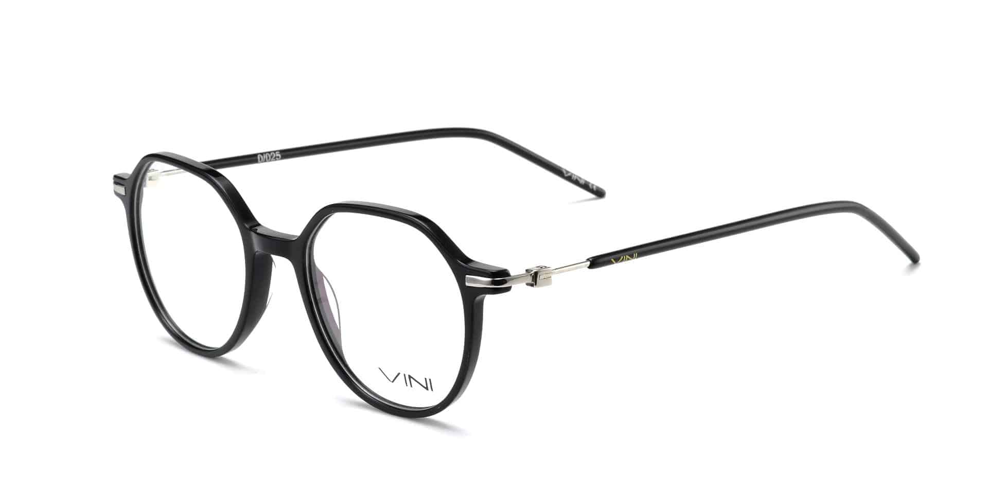 משקפי ראייה - פלסטיק עגולים (3734) שחורים עם נגיעה כסופה, עכשיו במבצע משתלם! ברקע לבן.