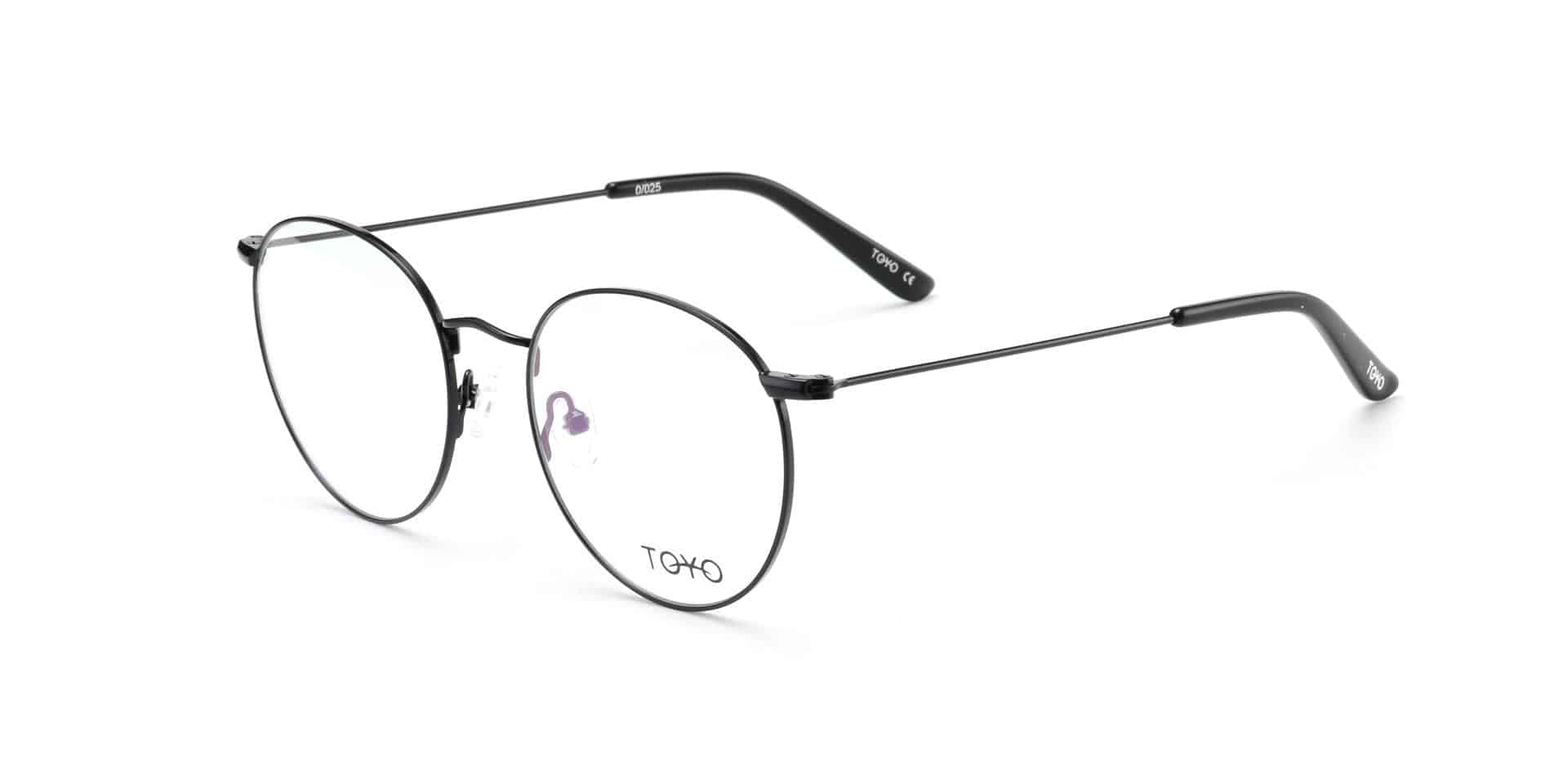 משקפי ראייה - מתכת עגולים (3917): מסגרות דקות שחורות עגולות, עדשות שקופות, לוגו TOKYO על העדשה.
