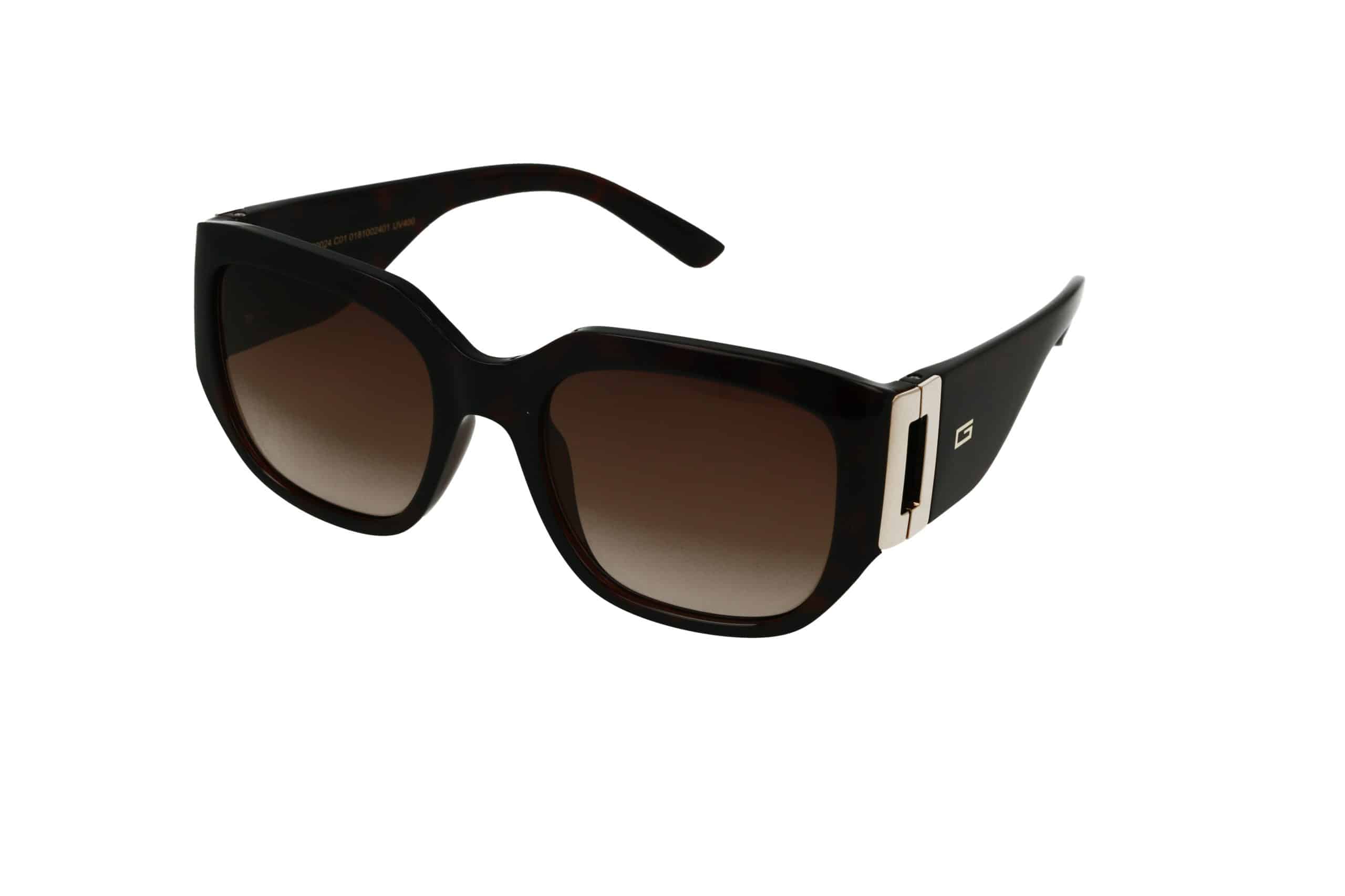 משקפי שמש - פלסטיק אובלי (2401) עם עדשות מדורגות, זרועות רחבות ודיטייל מתכתי—במבצע באופטיקה הלפרין.