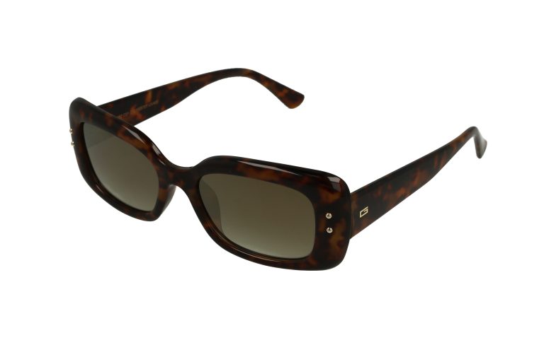 משקפי שמש מלבניים בצבע צבאי עם עדשות כהות, נראים בזווית על רקע לבן.